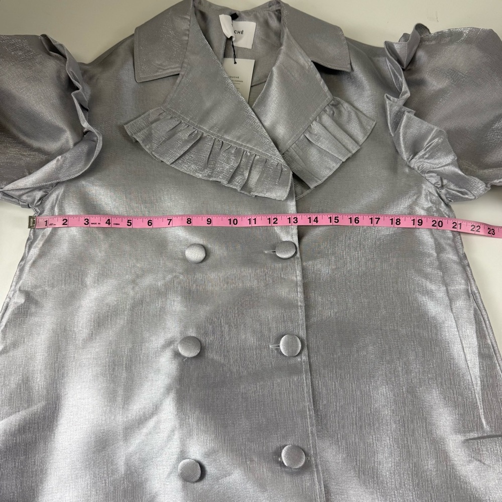 Touche Prive Jacket Womens Large Gray Ruffle NWT - Picture 7 of 9
